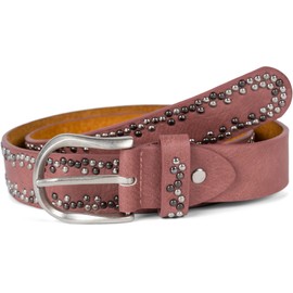 styleBREAKER Rivet Belt with Multicoloured Small Rivets, Belt Faux Leather, Plain, Can Be Shortened, Unisex 03010071, mauve