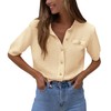 PRETTYGARDEN Women's Summer Button Down Shirts Casual Short Sleeve V