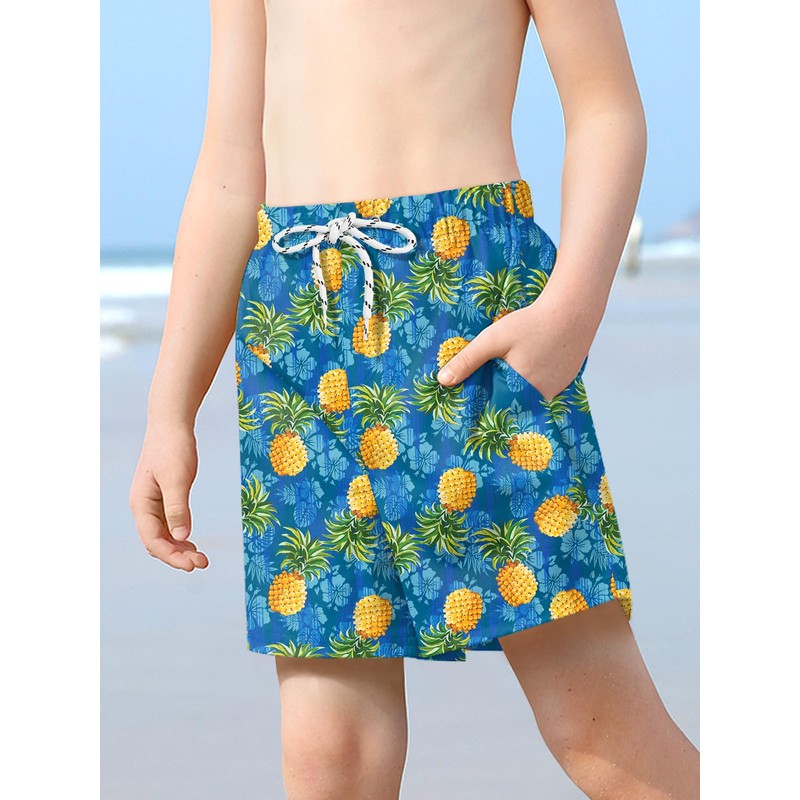 BesserBay Summer Boys' Swimming Trunks with Compression Liner Pockets UPF