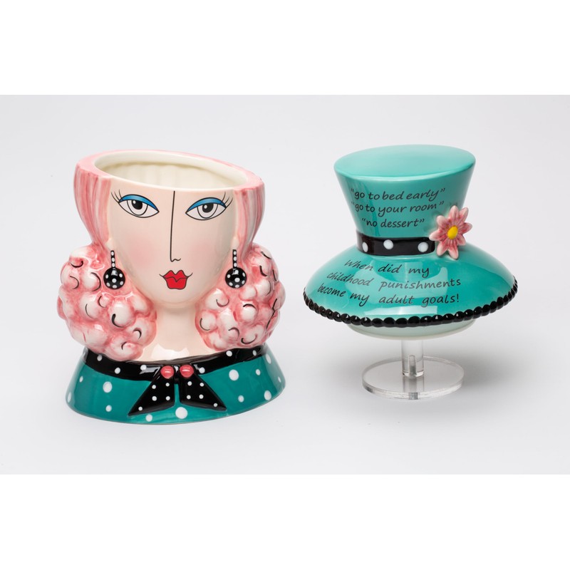 Fine Ceramic Fashion Lady Candy Cookie Jar by Dollymamas by