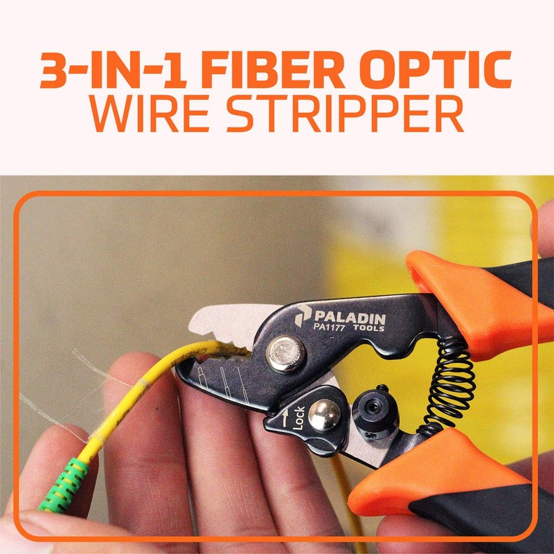 Greenlee PA1177 Pro-Grip 3 en 1 pelacables de fibra óptica