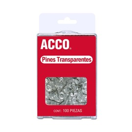 ACCO Pines Transparentes con Cabeza Plástica para tablero de corcho, 10 pza c/100. P1168