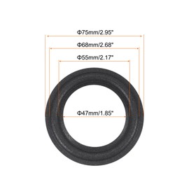 QUARKZMAN Rubber Speaker Foam Edge Circumference Rings 3 Inch 47 mm x 75 mm Perforated Subwoofer Rings Replacement Parts for Speaker Repair or DIY Black Pack of 2