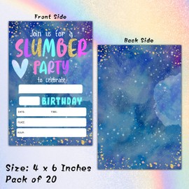 Foosproea Slumber Birthday Invitations with Envelopes - Birthday Party Invitation Card for Girls/Boys - Pajama Party Fill-in Invites Cards - Sleepover Party Celebration (20 Pack)-08