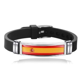 COMTRUDE Spain National Flag Bracelets for Men Adjustable Silicone Wristband Bracelet for Patriotic Holiday Activity Gifts for Women