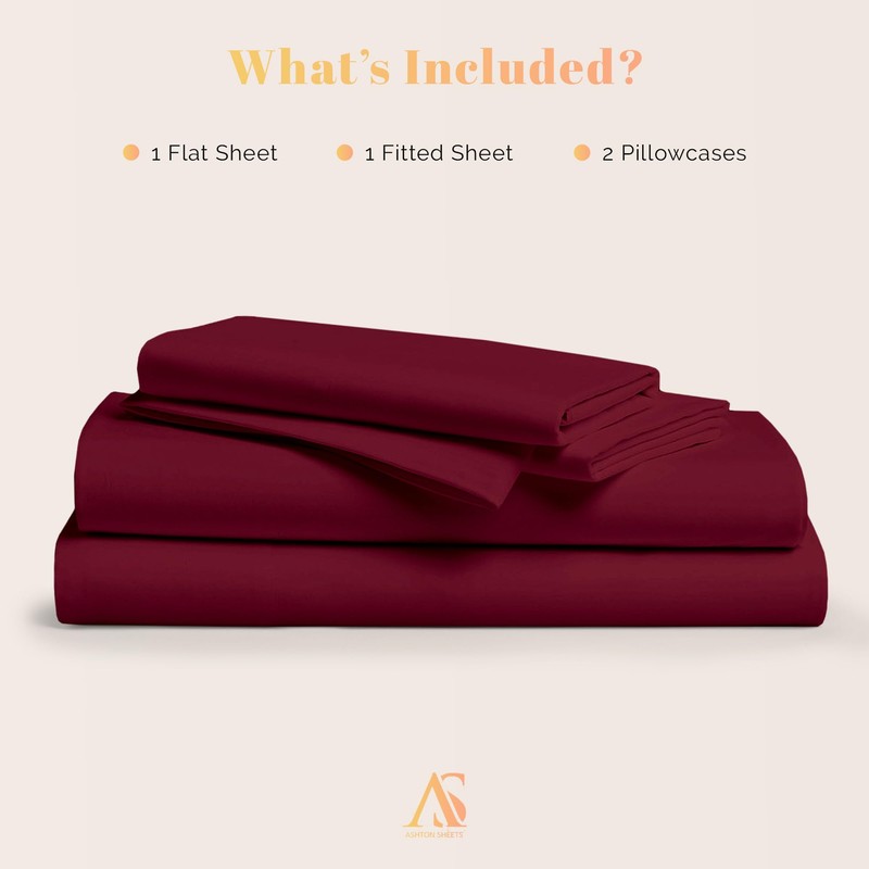 Ashton Sheets 100% Egyptian Cotton Sheets Queen Size Bed Set