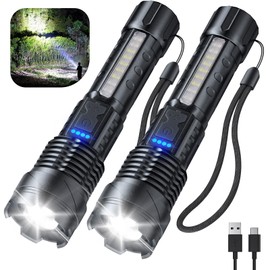 Cinlinso Cinlinso Flashlight High Lumens Rechargeable 2 Pack, 990000 Lumen Super Bright Led Flashlights with 7 Light Modes, IPX6 Waterproof, Powerful Handheld Flash Light for Camping Home Emergencies