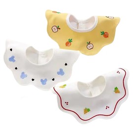 BXRJIE Baby Bib Baby Boys Bib 3 Pack 100 Percent Cotton Baby Shower 360 Degree Rotatable Bib Meal Apron (Set of 3)