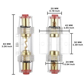 Carviya in-line AGU Fuse Holder for 4-10 Gauge AWG Wire / 6 Gauge & 8 Gauge/with Two 40A AGU Fuses for Car Audio/Alarm/Amplifier/Compressors/Auto Parts/Automotive/Marine/Industrial (40Amp, 1 Pack)