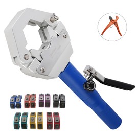 Manual AC Crimping Tool Machine Hydra-krimp 71500 Hand-held Kit includes 7 Die Sets Pipe Cutter for Barbed & Beaded Hose Fittings-QIeeSten (QI-71500)