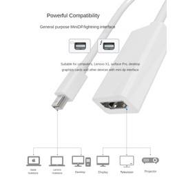 HBFQMDJLX Mini DisplayPort to Female HDMI Adapter Cable, 4k HD Resolution, Suitable for MacBook, iMac, Surface Pro, TV, Projector