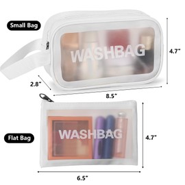 Tbestmax 6 Pack Clear Cosmetic Bags Makeup Bags Portable Waterproof Travel Toiletry Bags with Zipper White