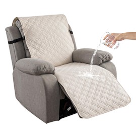 YUEANG Recliner Chair Covers Waterproof 100% Recliner Cover Chair Covers for Recliners Non-Slip Pet Protector Furniture Cover for Living Room Recliner Sofa Cover for Kid Dog, Beige