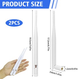 2-Pack External WiFi Antenna Dual Band WiFi 2.4GHz 5GHz 5.8GHz 6dBi SMA Male Aerial Antenna Replacement for WiFi Router Range Extender Gateway Wireless Mini PCI Express PCIE Network Card USB Adapter
