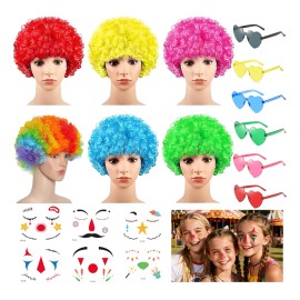 Peluca Afro Arcoíris Rizos Divertida Cosplay Fiesta 6 Color