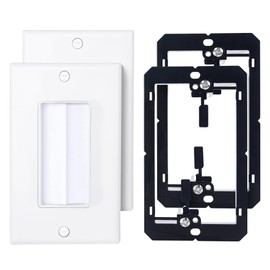 Cable Matters 2-Pack 1-Gang Wall Cable Pass Through, Brush Wall Plate with Bracket, InWall Cable Management Solution for Home and Office, White