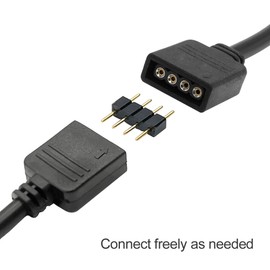 GRZWAYS 2-Pack Black 4 Pins LED Splitter Cable Strip Connector 2 Way Splitter Y Splitter for One to Two RGB LED Strip Suitable for 4-pin 5050 3528 2835 RGB Light Strips