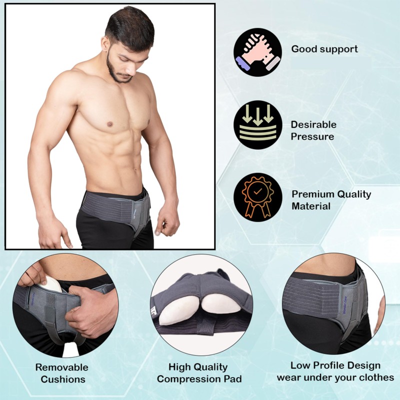 Wonder Care Grey Inguinal Hernia Support Truss brace for Single/Double
