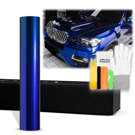 60"x180" (5FTx15FT) Blueberry PET Super Gloss Metallic High Glossy Vinyl Wrap Auto Car Sticker Decal Film Sheet Bubble Free Air Release Technology with Tool Kit