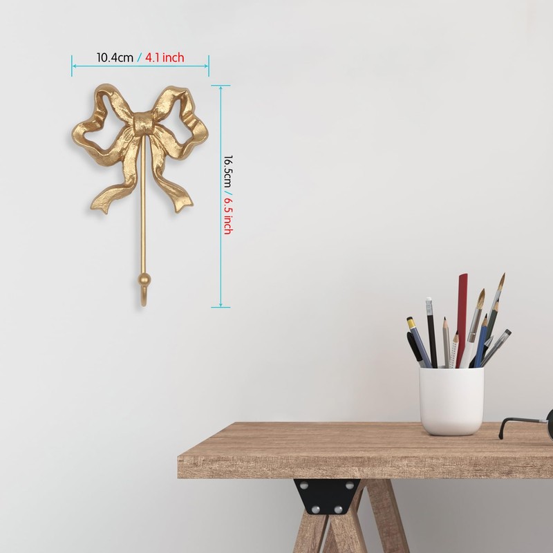 Single Bow Hook,Wall Mounted Functional Hook,Antique Gold Cast Iron Hooks