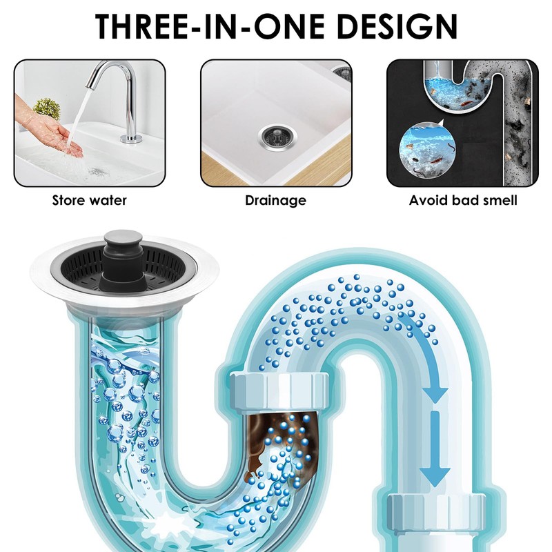 2 Pack 3 in 1 Kitchen Sink Drain Strainer,Pop Up
