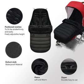 WINSVAN Baby Footmuff, Universal Baby Stroller Sleeping Bag, Windproof Fleece Lined Stroller Pram, Keep Warmly in Pushchair, Black