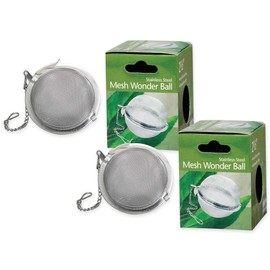 HIC Kitchen Mesh Ball Tea Infuser, 18/8 Stainless Steel Mesh, For Loose Leaf Tea and Mulling Spices, Set of 2