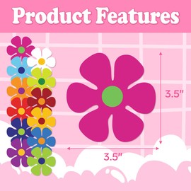 Pack 12 Pcs Colorful Flower Wall Sticker for Girls Room Kids Bedroom Classroom Playroom Frigdes Cute Stickers Waterproof Decals Home Accessories School Supplies Party Decorations