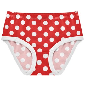 Yclenyo Girl's Cotton Brief Underwear Polka Dot Red Pattern Soft Comfort Girls Panties for 7-8 Years