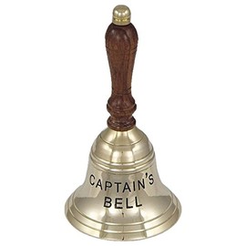 Handglocke Tischglocke Glocke Messing poliert Holzgriff 17cm Captain`s Bell