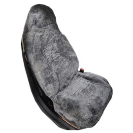 Sisha-A Sheepskin Seat Cover, Genuine Australian Sheepskin Fur Car Seat Cover, Universal fit, Full Coverage, Furry, Short Wool Seat Cover for Car, SUV, Truck, CRV, Motohome and So on (Gray)