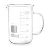 QWORK Beaker with Handle, 1000ml/33.81oz Measuring Cup, Borosilicate Glass,Beaker Mug