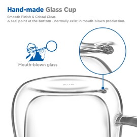 ecooe 2x350ml Double Walled Coffee Glasses Mugs Cappuccino Latte Macchiato Glasses Cups with Handle Borosilicate Heat Resistant Glass Cups for Coffee Tea Milk Juice Ice Cream