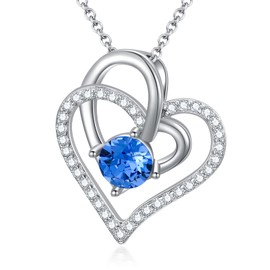 Shusukue December Birthstone Necklace Blue Topaz Necklace Sterling Silver Crystal Heart Necklace Birthday Anniversary Valentine's Day Mother's Day Jewelry Gifts for Women Teens