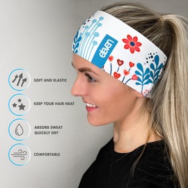 Eleven Sportswear HB Dolomiti Sports Headbands for Running, Cycling, Hiking, Fitness, Yoga, Crossfit, Cross Skiing and Outdoors, Women, Men and Children (Meadow White)