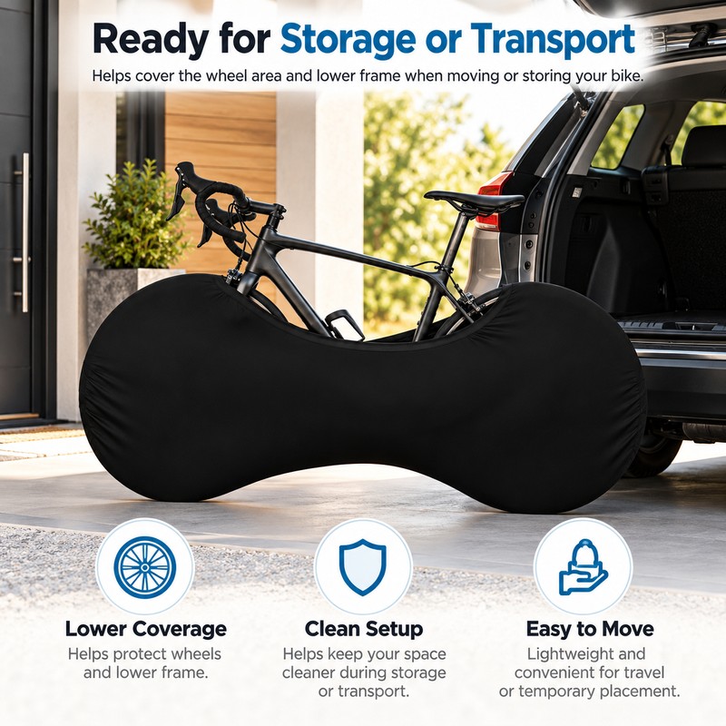 Bicycle Storage Cover for Indoor Protection – Black Wheel &