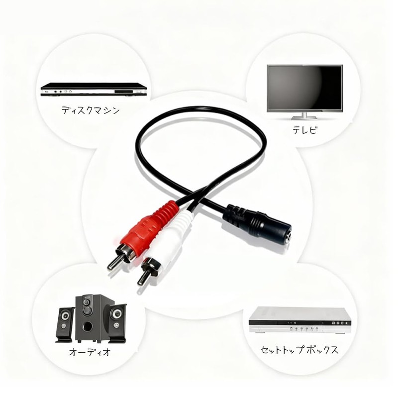 WAIRUIGOOD 40cm Audio Conversion Cable RCA Pin (2 Red and