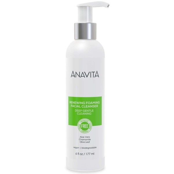 Anavita Renewing Foaming Facial Cleanser w/Natural & Organic Botanicals for Daily Skincare 6 fl oz