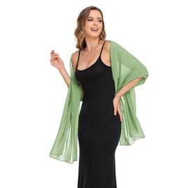 Pukguro Dusty Sage Shawl Wraps for Weddings Chiffon Soft Shawls and Wraps for Evening Formals Scarf for Bridal Accessories 79 * 18''