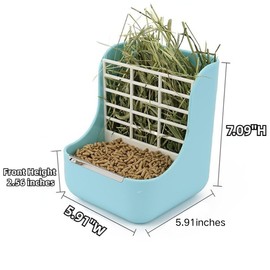 2 in 1 Food Hay Feeder for Guinea Pig, Rabbit Feeder, Indoor Hay Feeder for Guinea Pig, Rabbit, Chinchilla, Feed Bowls Use for Grass & Food (Pink)