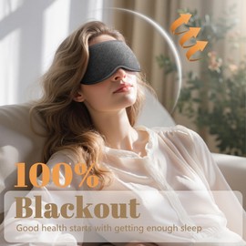 Vynix Sleep Mask for Men Women - Blackout Eye Masks for Sleep, Zero Pressure 3D Sleeping Mask, Adjustable Light Blocking Eye Cover Blindfold for Travel, Nap, Night Work, Office - Gray