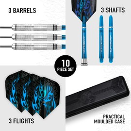 Harrows Blaze Inox Darts | Steel Tip Darts set with carry case | 21g, 22g, 23g & 24g | Includes Supergrip Shafts & 100 Micron Marathon Flights- 21 grams
