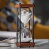 Large Hourglass Timer 60 Minute, Decorative Wooden Sandglass, White