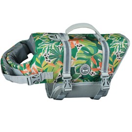 VIVAGLORY Rip Stop Dog Life Jacket, Buoyancy Aid with Handle, Buoyancy for Doggy, Dog Life Jacket for Swimming & Boating, XXS, Floral