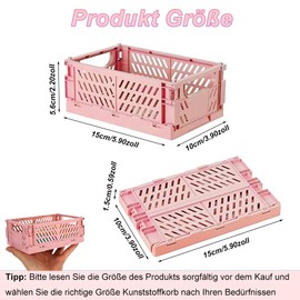 Folding Box, Pack of 4 Small Storage Baskets, Folding Box, 15 x 10 x 5.8 cm, Stackable Basket Storage for Classroom, Kitchen, Office, Bedroom