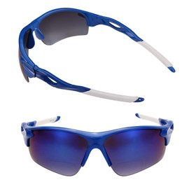 Mass Vision The Athlete Polarized Lightweight Sport Wrap Bifocal Sunglasses for Men and Women (2 Pair Blue, 3.0)