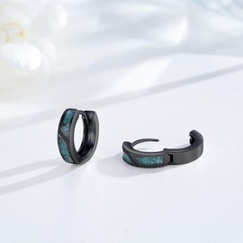 Midir&Etain Malachite / Blue Opal/Turquoise Hoop Earrings 925 Sterling Silver Hypoallergenic Black 15 mm Huggie Earrings Jewellery Gifts for Men Women, small, Sterling Silver Turquoise, Turquoise