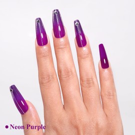 Imtiti Neon Gel Nail Polish, Neon Purple Nail Gel Polish High Gloss Soak Off UV LED Spring Summer Nail Art Manicure Salon DIY Design 10ML