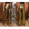 heipeiwa Women's Metallic Wide Leg Palazzo Pants Rib Pleated Smocked
