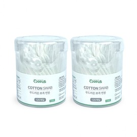 EASYN Soft Pointed Double-Sided Makeup Cotton Swabs, 120 Pcs (Cylinder), 2-Pack Pouch 2ea